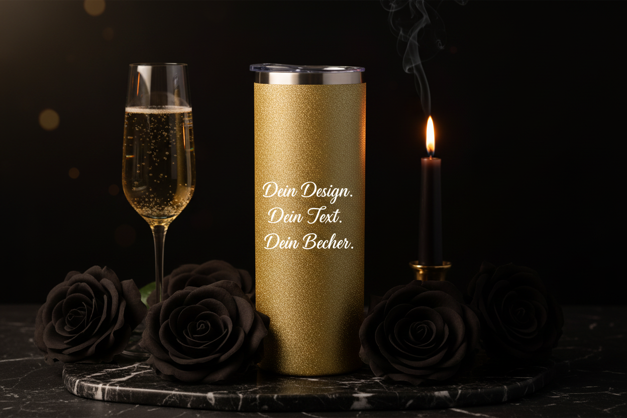Gold Glitzer Thermobecher